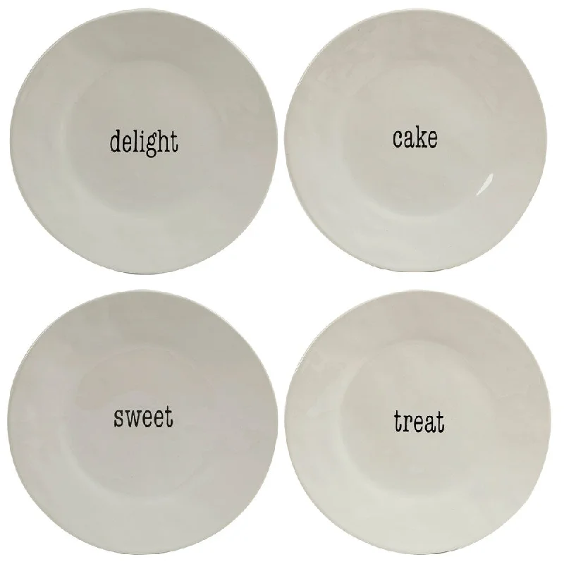 eco-friendly bamboo dinner plates for parties -Certified International It's Just Words Dessert Plates (Set of 4)