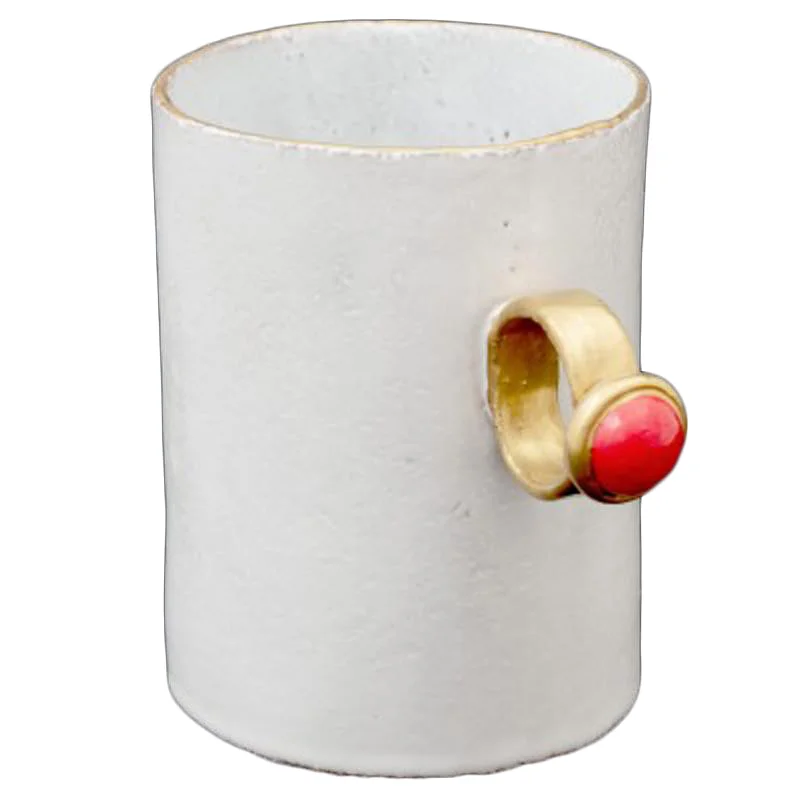 gift coffee mugs -Serena Red Ring Cup