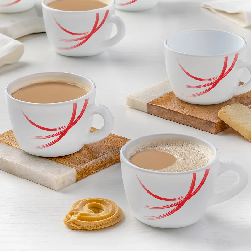 pastel coffee mug -Larah by Borosil Red Stella Cup Set