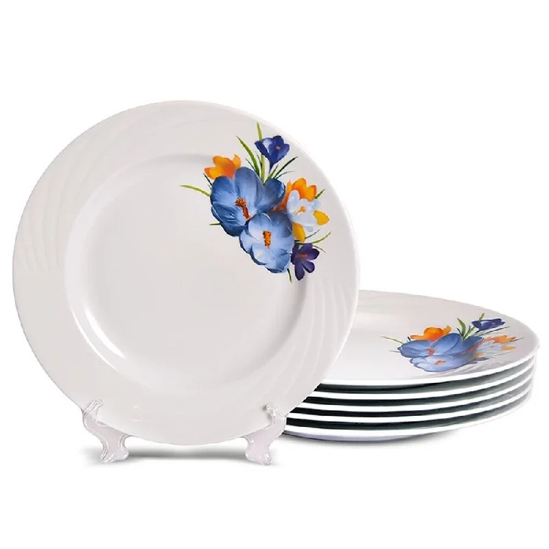 luxury porcelain dinnerware sets for large gatherings -STP-Goods Crocus Flower Porcelain Dessert Plate 6.9" (Set of 4)