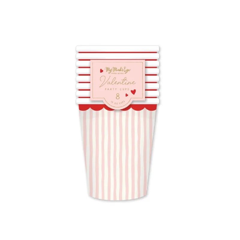 pink coffee mug -Red & Pink Striped Paper Cups 8ct