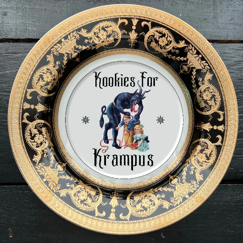 high-end bamboo plates for special dinners -Pre-order: Black and Gold Kookies for Krampus salad plate