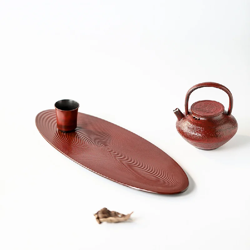 high-end bamboo plates for special dinners -Gohobi Handmade Red Serving Tray Teapot Tray