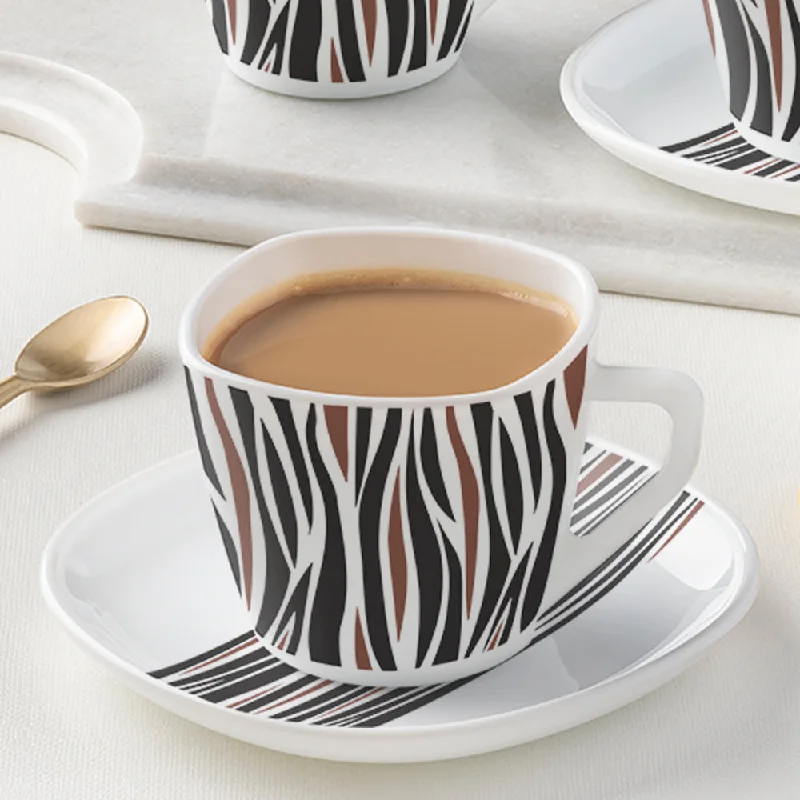 unique tea mug -Larah by Borosil Rocky Brown Square Cup n Saucer Set