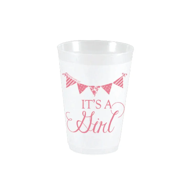 modern design coffee mug -It's a Girl Pennant Frosted Plastic Cups 10ct