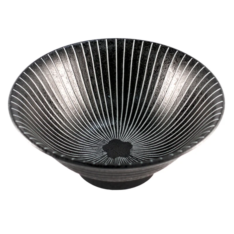 luxury disposable flatware for large events -Black Bowl Tokusa White Stripes 31 fl oz / 7.64" dia