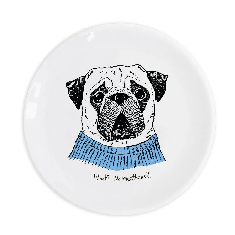 high-end bamboo plates for special dinners -"What? No meatballs?" Pug Ceramic 9.8" Plate