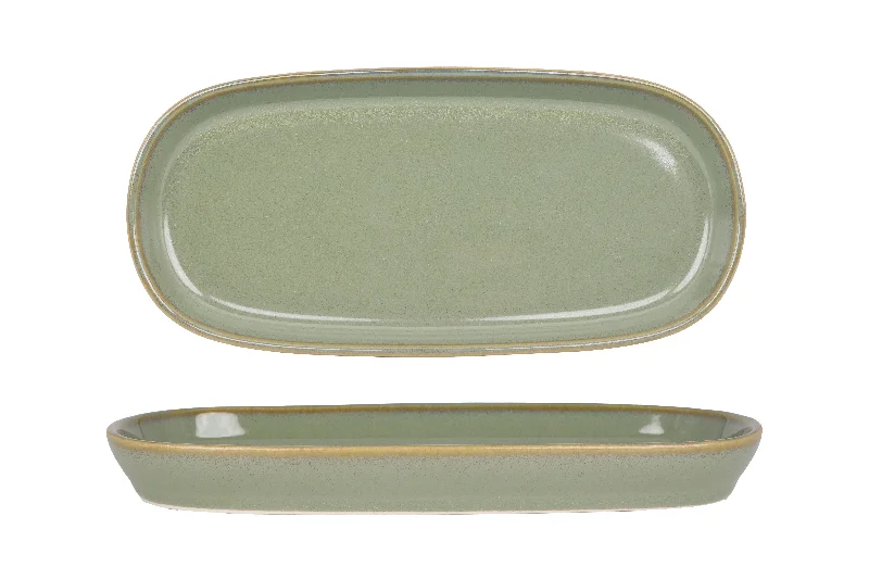 modern bamboo serving trays for large gatherings -Sage Hygge Oval Service Plate 21cm