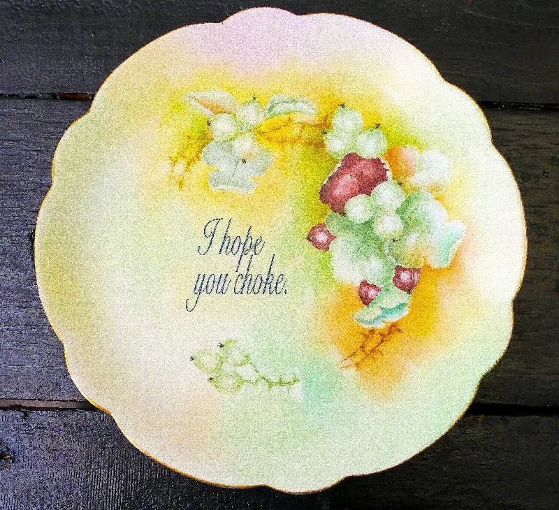 reusable ceramic dinner plates for catering events -Vintage Yellow Choke Dinner Plate