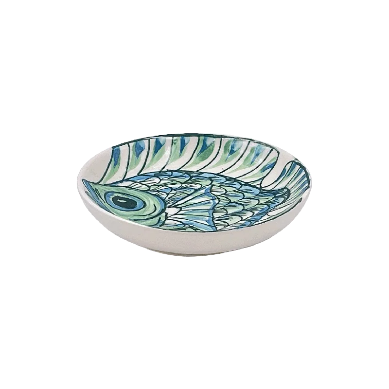 eco-friendly bamboo bowls for picnics -Green Romina Fish Dipping Bowl