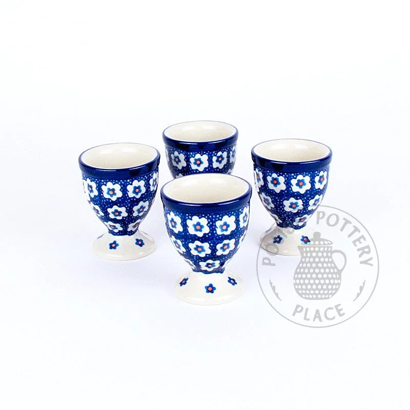 travel coffee mug -S/4 Egg Cups - Blue Flower Field