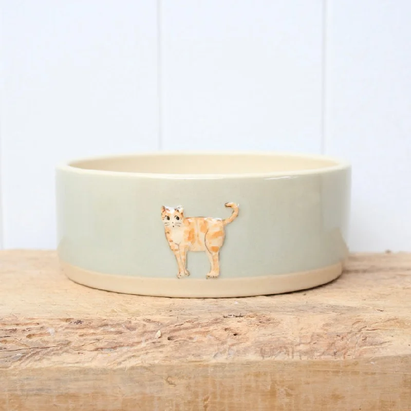 luxury bamboo cutlery for formal dinners -SECOND - Large Hogben Cat Bowls - Ginger Cat