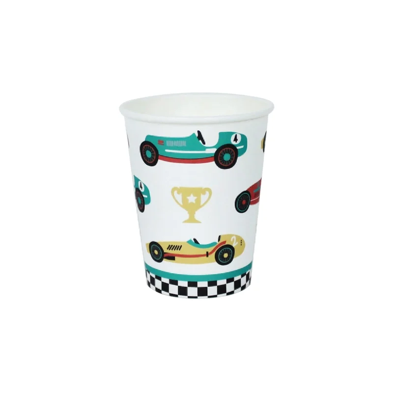 insulated coffee cup with lid -Classic Race Car Party Cups 12ct