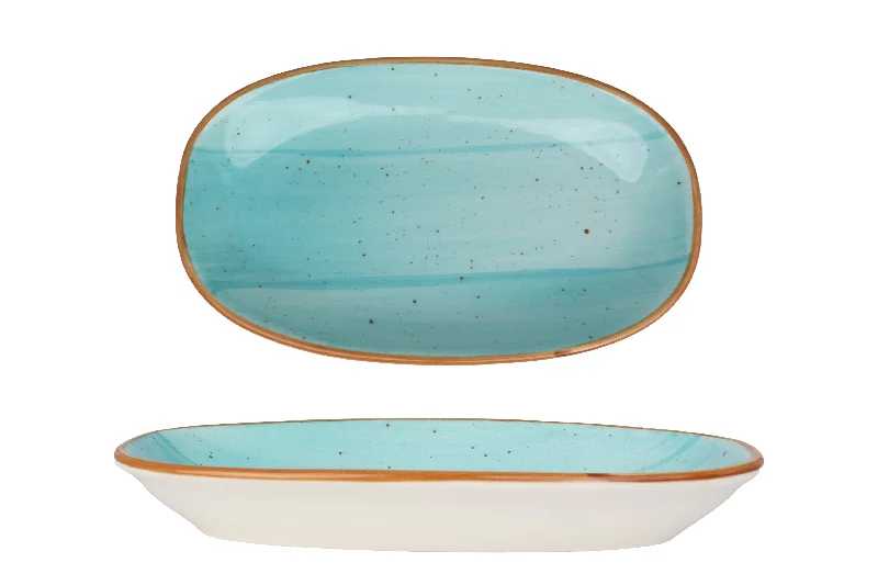 modern bamboo serving trays for large gatherings -Aqua service plate 24 cm