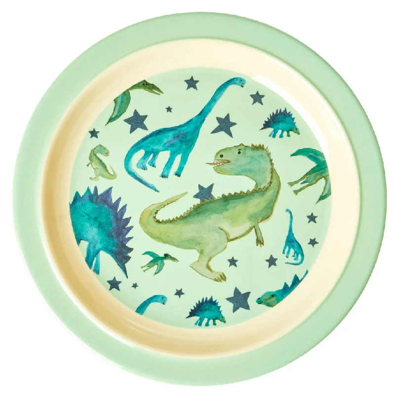 heavy-duty plastic serving trays for catering -Rice DK Melamine Kids Lunch Plate with Dino Print