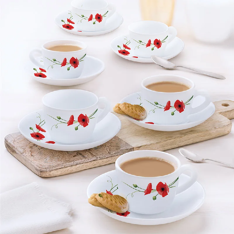 funny coffee cup for work -Larah by Borosil Red Carnation Cup n Saucer Set