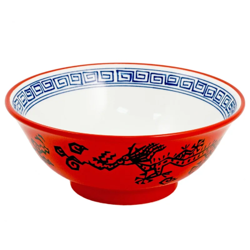 luxury porcelain dinnerware sets for weddings -Red Dragon Noodle Bowl 50 fl oz / 8.25" dia