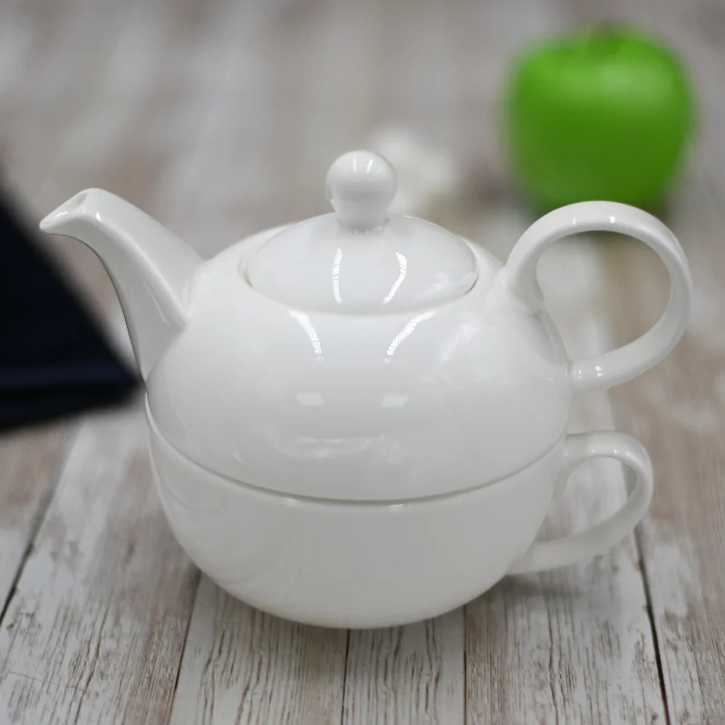 cute design coffee mug -White Set: Teapot 13 Oz | 375 Ml & Cup 11 Oz | 340 Ml