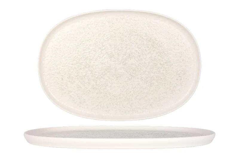 personalized porcelain plates for holidays -Lunar White Oval Service Plate 34 cm