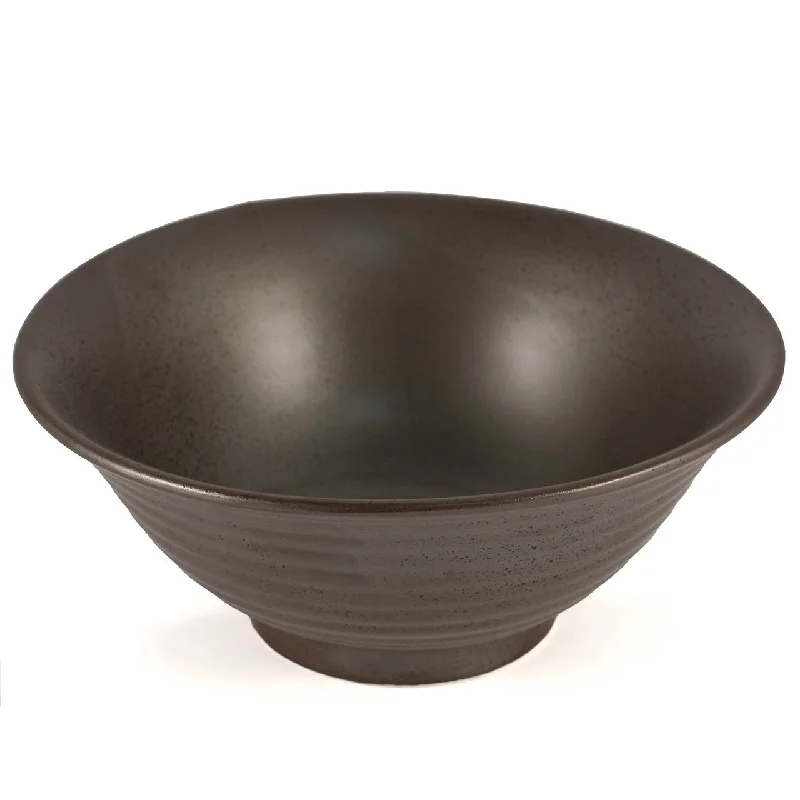 stylish bamboo dinner plates for special events -Metallic Grey Black Speckled Noodle Bowl 45 fl oz / 8.5" dia