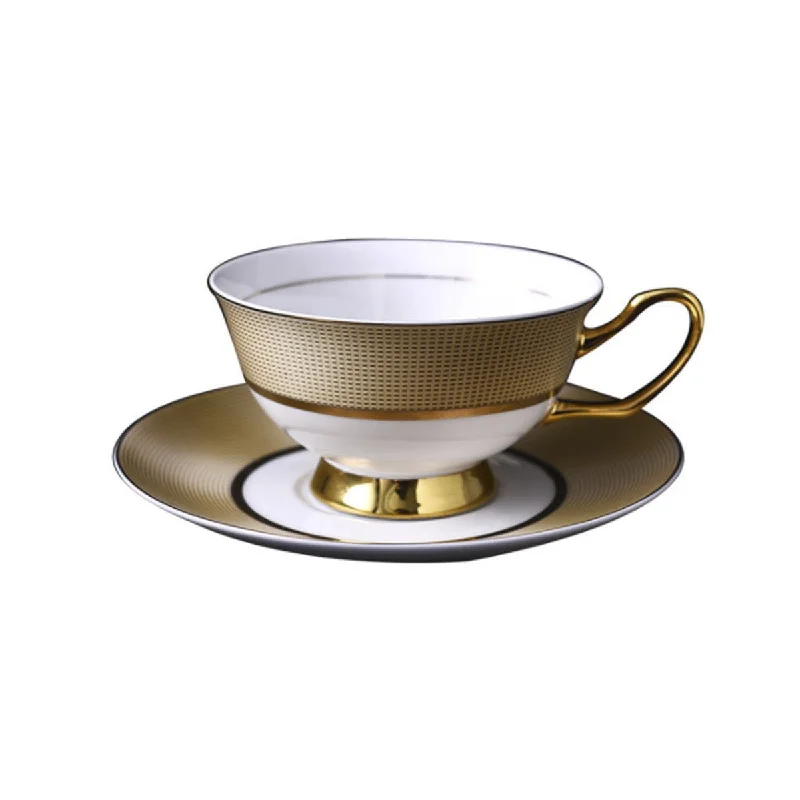 cute coffee cup with design -Classic British Tea Cup With Spoon