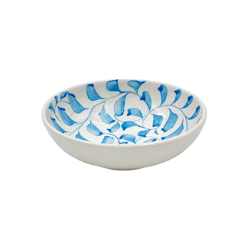 stylish bamboo serving plates for parties -Light Blue Scroll Peanut Bowl