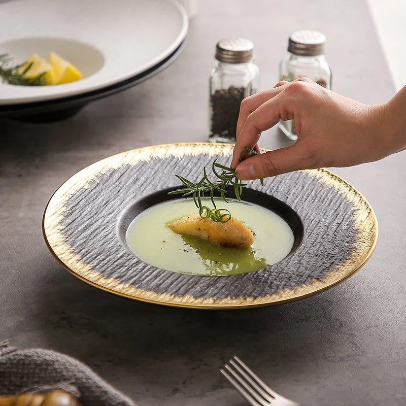 luxury bamboo serving bowls for formal events -Matte Ceramic Spaghetti Serving Plates