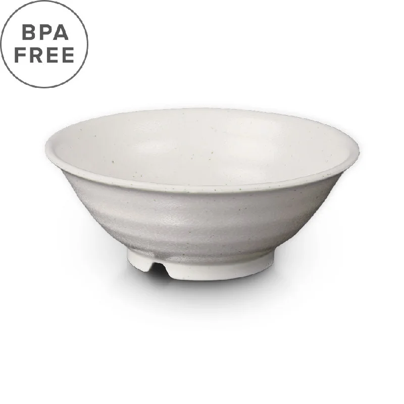 premium porcelain dinnerware sets for holidays -Melamine Kobiki White Grainy Noodle Bowl 37 fl oz / 8" dia