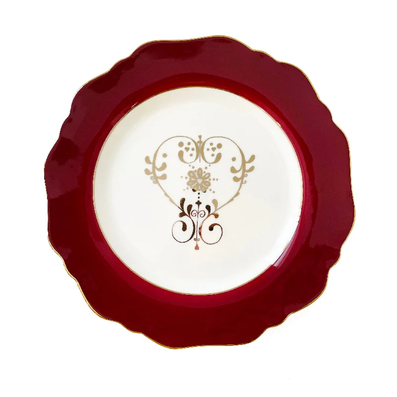 high-quality porcelain dinner plates for restaurants -Crimson Heart Motif Side Plate