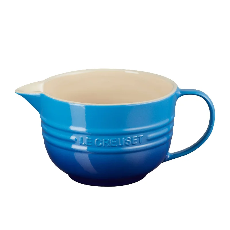 high-quality bamboo bowls for soups -Le Creuset Stoneware Mixing Jug 2 Litre Azure in Blue