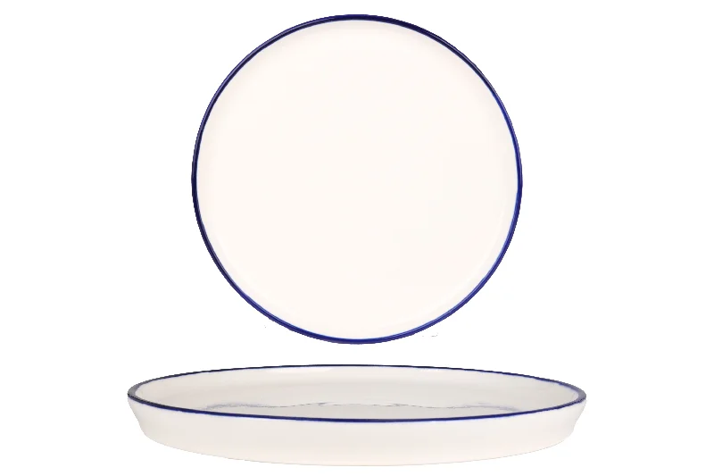 personalized porcelain plates for holidays -Blue Edge Diner Plate 28 cm