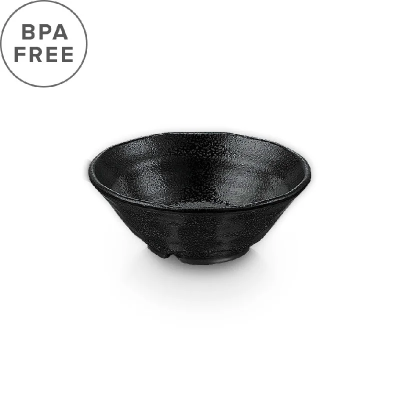 high-end bamboo plates for special dinners -Melamine Black Grainy Kobachi Bowl 7.8 fl oz / 4.8" dia