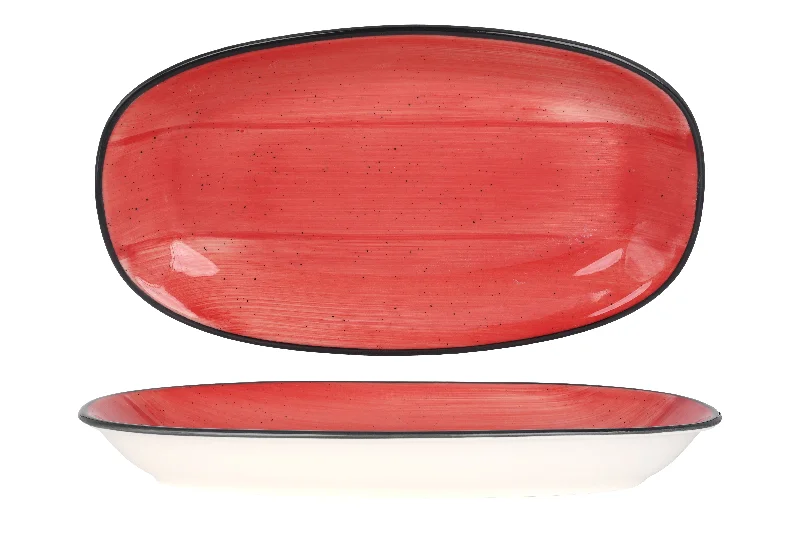 stylish bamboo cutlery for picnics -Aura Passion service plate 34x19 cm