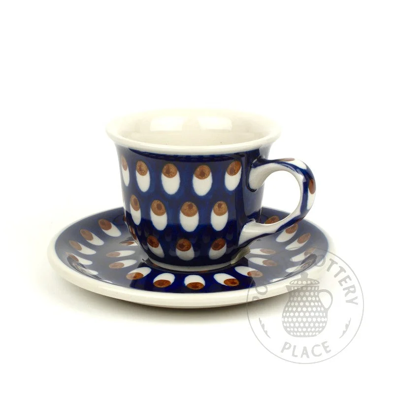 eco-friendly coffee mug -7oz Cup & Saucer - Brown Eyed Peacock