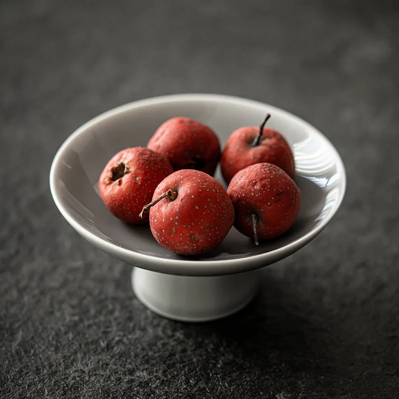 high-end bamboo serving trays for family meals -Gohobi Traditional Japanese Grey and Green Glazed Fruit Nuts Plate