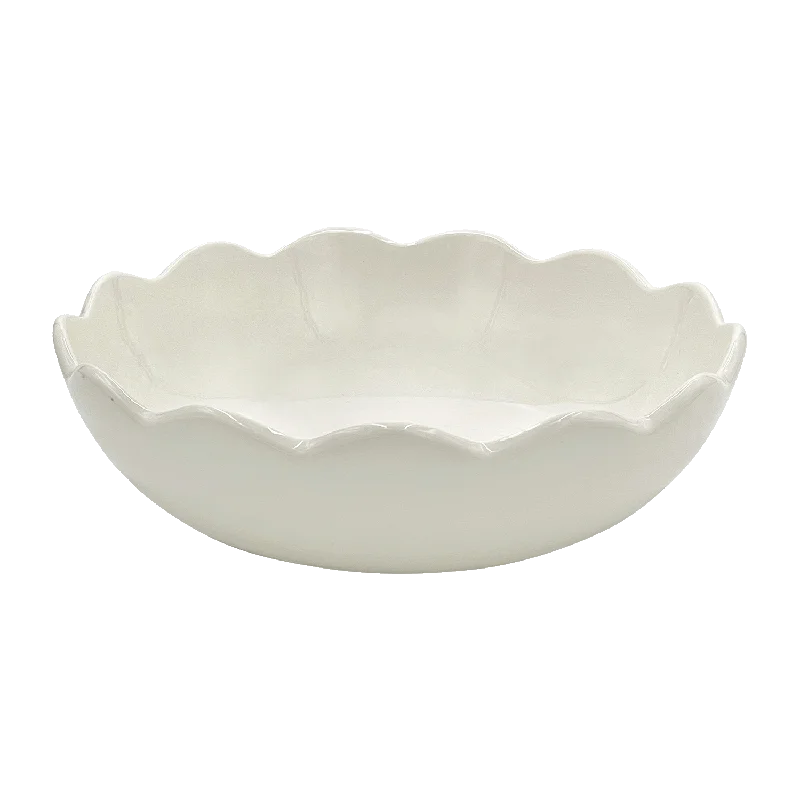 luxury porcelain plates for fine dining -Large Scalloped Bowl