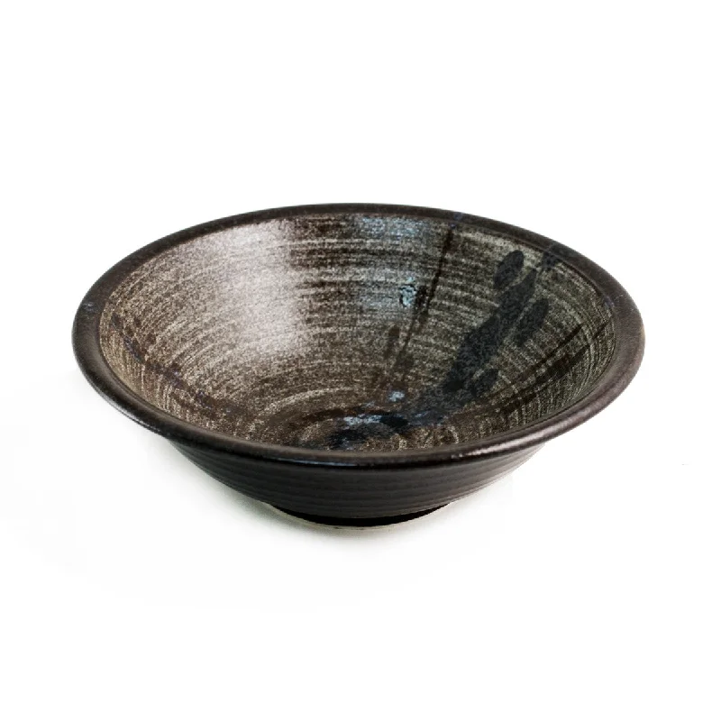 eco-friendly porcelain plates for daily use -Large Bowl with Grainy & Washed Pattern 51 fl oz / 9.4" dia