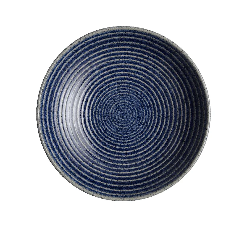 reusable bamboo dinnerware sets for holidays -Denby Studio in Blue Ridged Bowl 25.5cm Cobalt