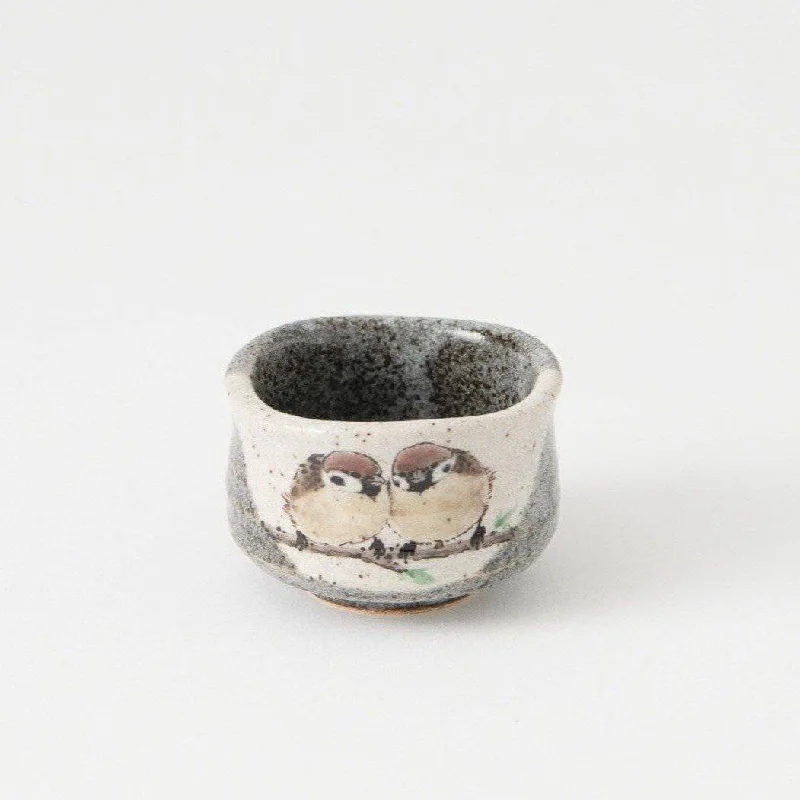 new coffee mug designs -Twin Sparrows Kutani Guinomi Sake Cup