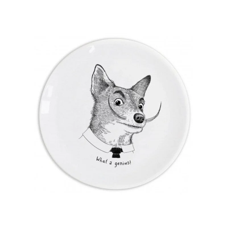 modern bamboo plates for catering events -"What a genius!" Dog Dali Ceramic 9.8" Plate