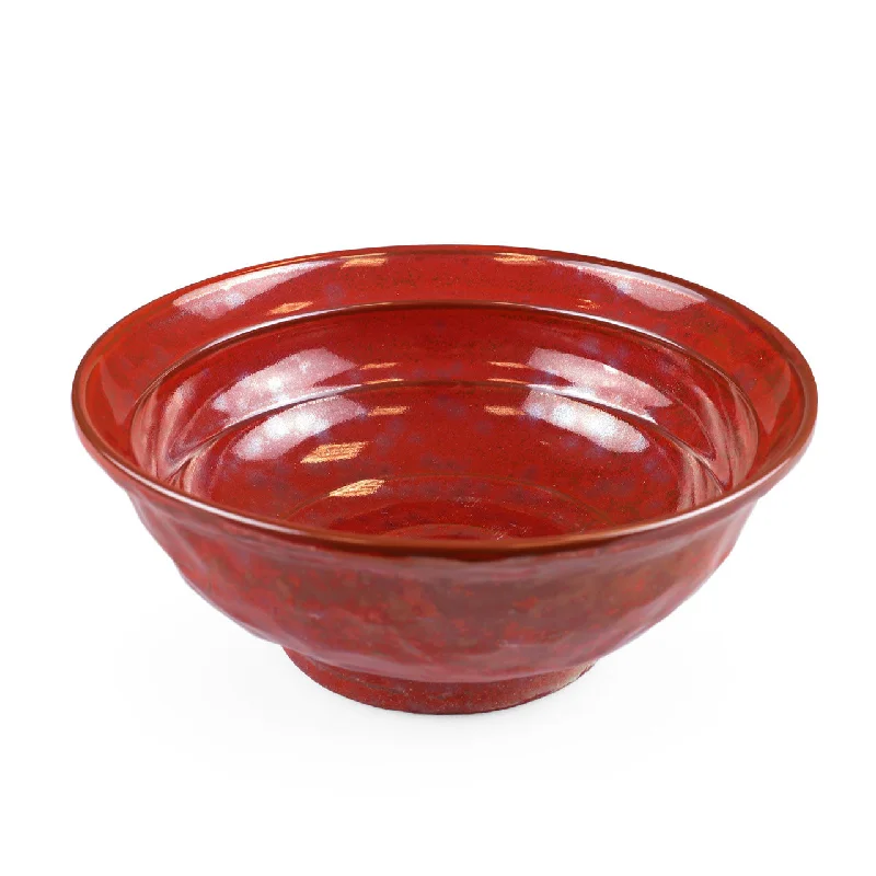 premium bamboo serving plates for large gatherings -Glossy Red Noodle Bowl  33.8 fl oz / 8.19" dia