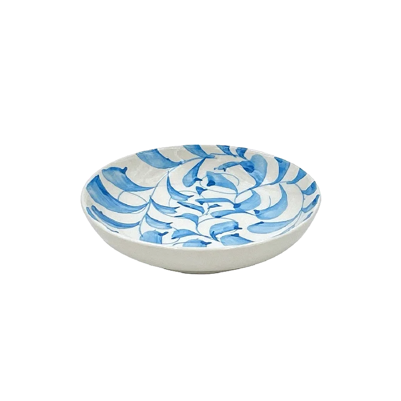 heavy-duty bamboo plates for outdoor meals -Light Blue Scroll Dipping Bowl