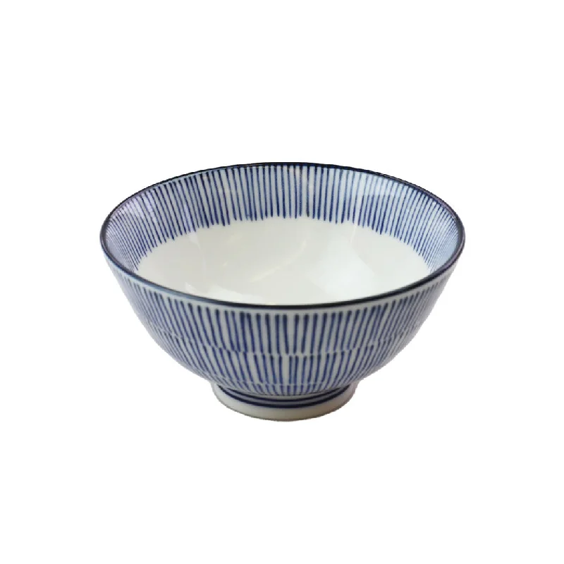 high-end bamboo plates for special dinners -Tokusa Blue Lined Rice Bowl 9 fl oz / 4.5" dia