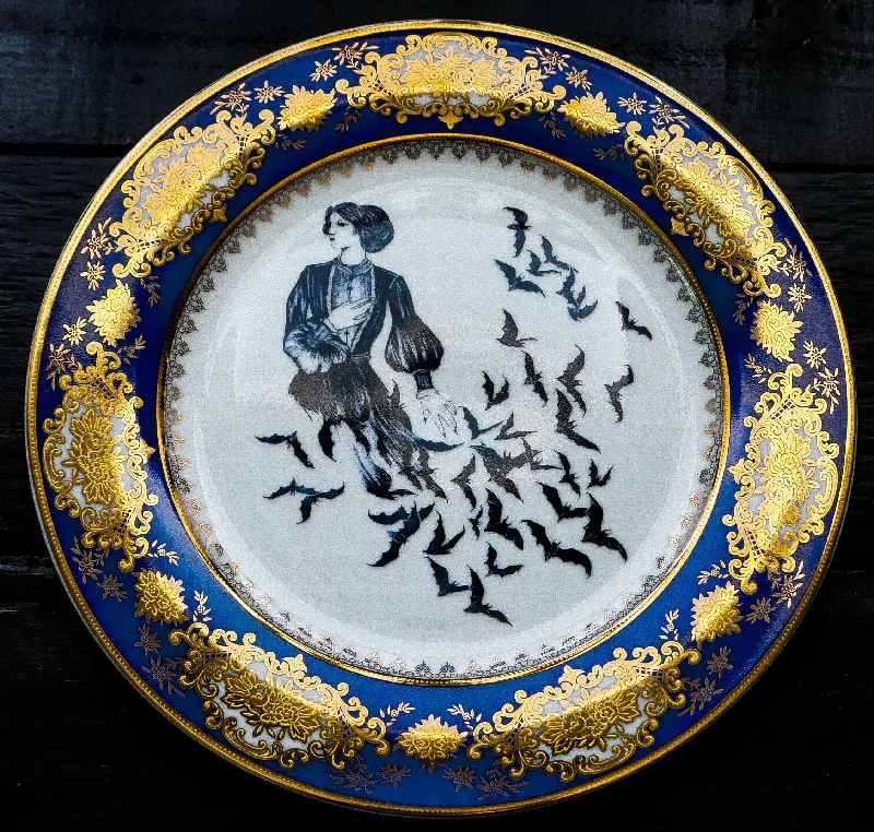 premium melamine plates for catering events -Pre-order: Black Veil Navy Into Bats Dinner Plate