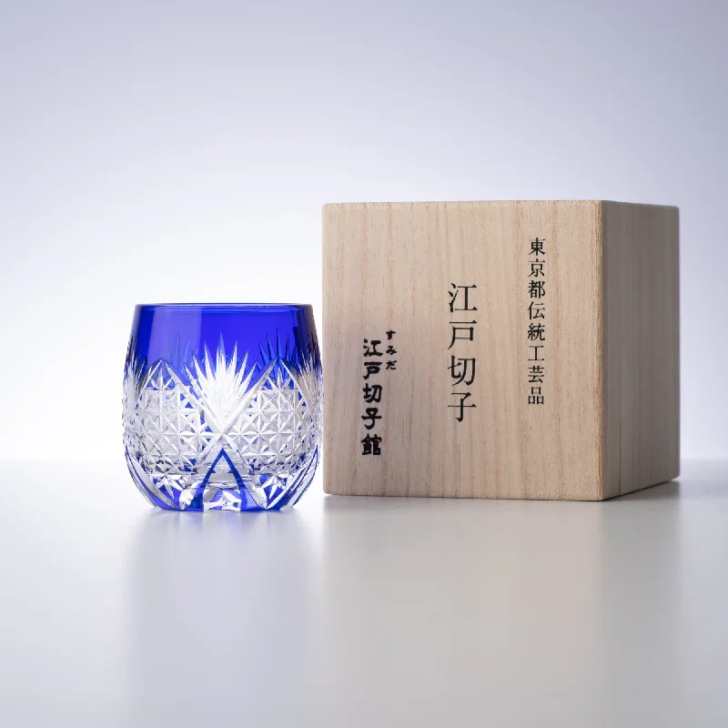 fancy coffee mug -Blue Kaiseki Hemp Leaf Guinomi Sake Cup