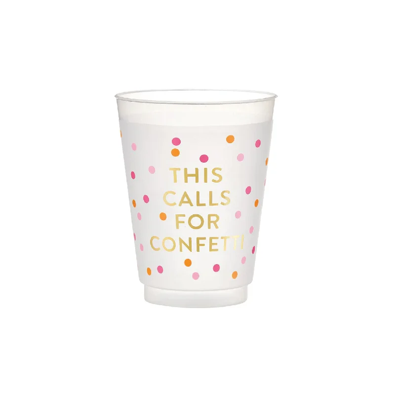 sleek travel coffee mug -This Calls For Confetti Frosted Plastic Cups 8ct