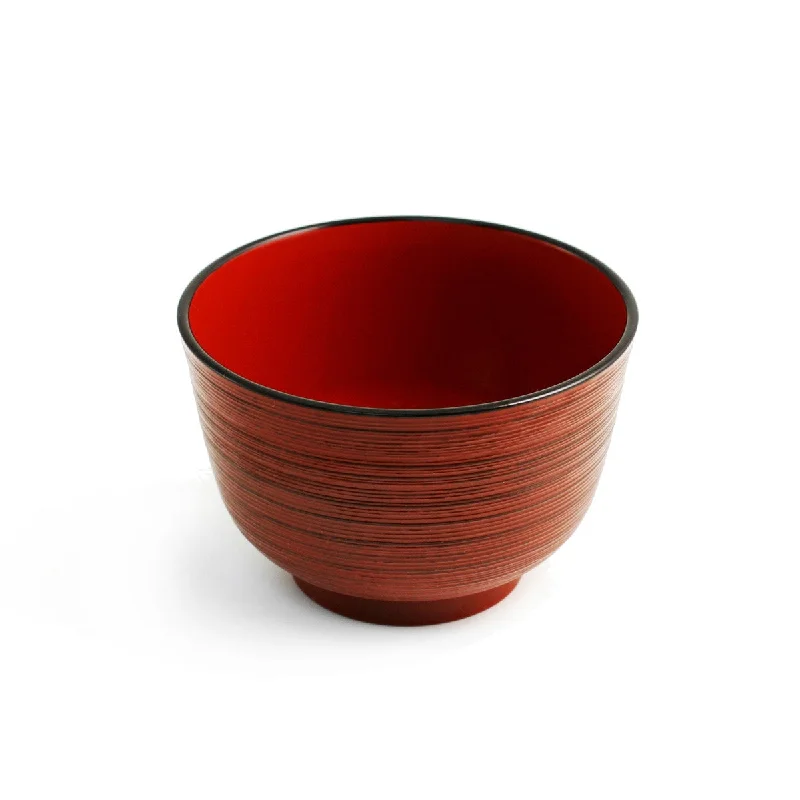 reusable bamboo plates for daily use -Red Lined Soup Bowl 12 fl oz / 4.21" dia