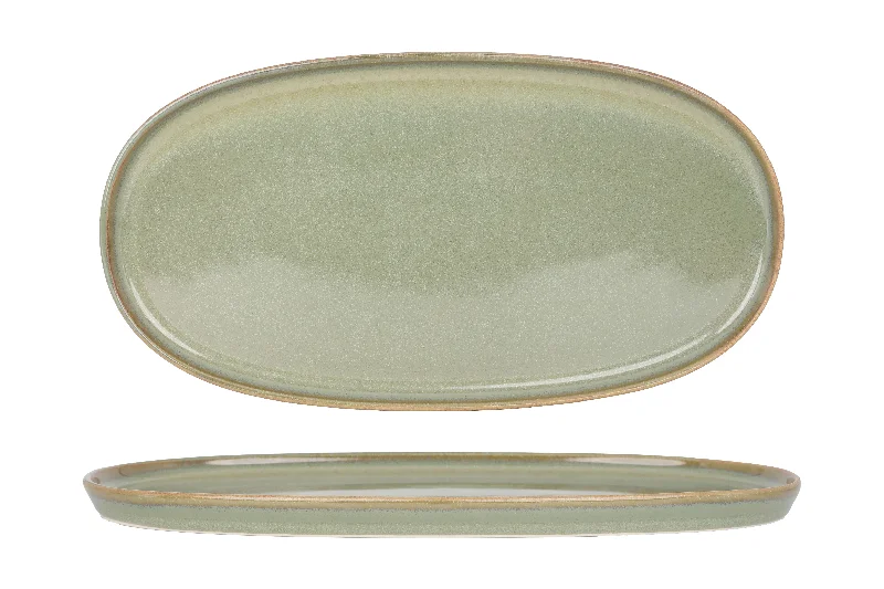 heavy-duty bamboo plates for family meals -Sage Hygge Oval Service Plate 30cm