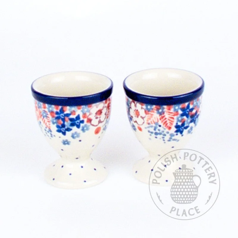 coffee mug with unique design -S/2 Egg Cups - Polish Pottery