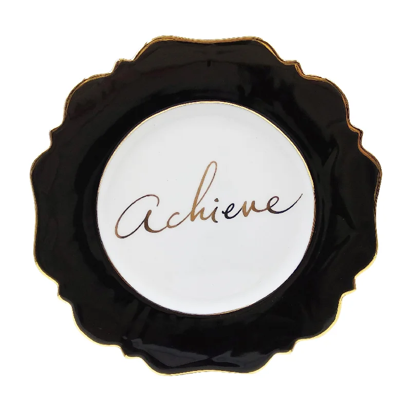 luxury porcelain dinner plates for special occasions -Black 'Achieve' Side Plate